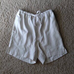 Vintage Pineapple Moon Ivory 100% Silk High Waisted Shorts with Tie Front